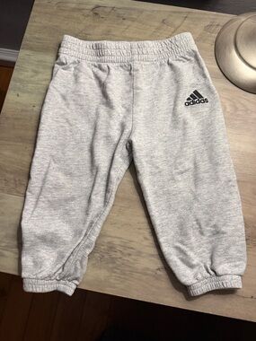 adidas Light Gray Kids Fleece Joggers with Logo